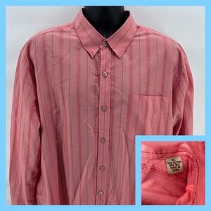 Tommy Bahama Mens XL Pink Silk Cotton Stripe Button Down Shirt